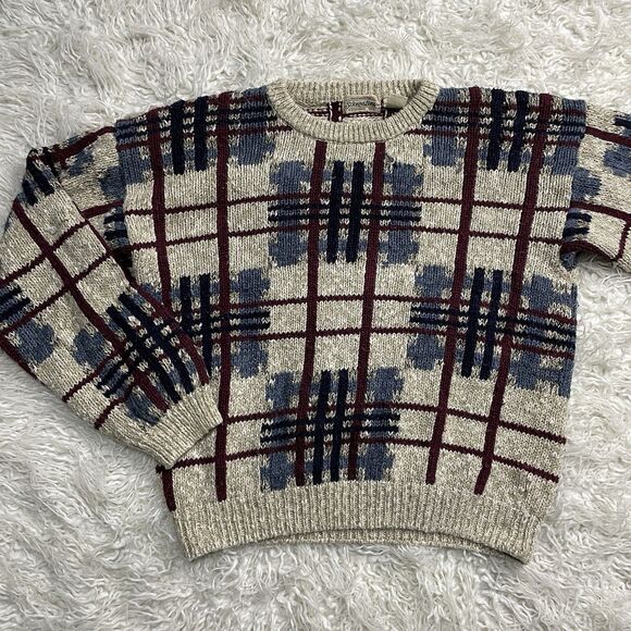 St. John's Bay Men's Multicolor Long Sleeve Sweater, XL Cross Patterned Design - Picture 1 of 3